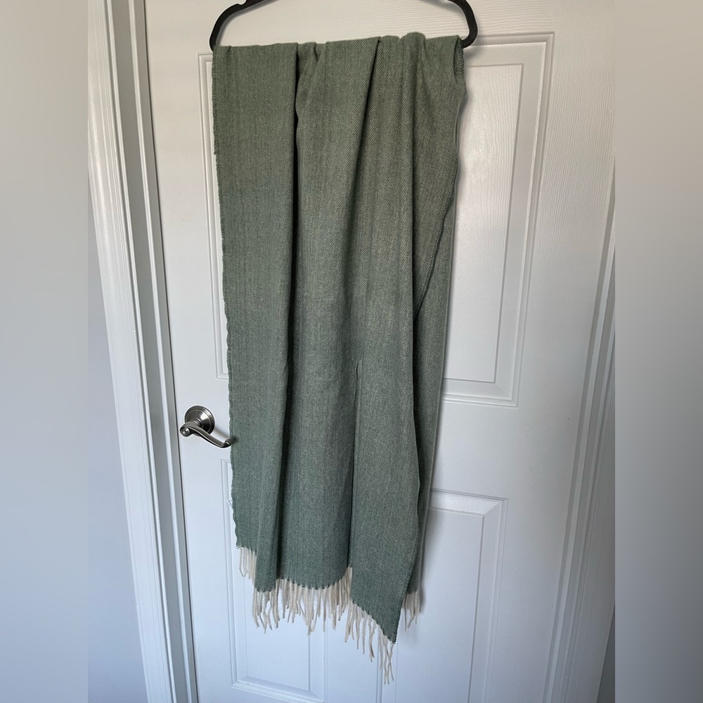 Ale Hop‎ Green Modern Lightweight Blanket Scarf Tassels New NWOT